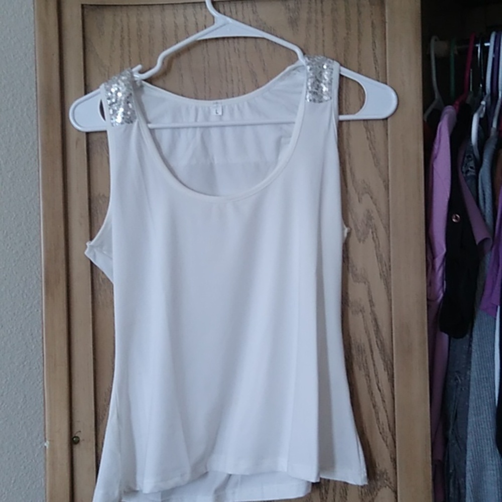 White tank with sparkle embellishments